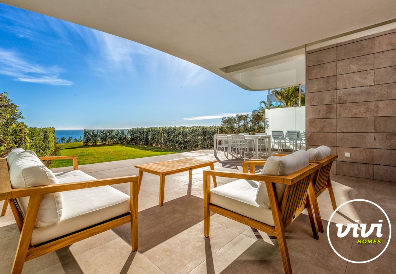 Costa del Sol Mijas Costa apartamento de vacaciones Blue View terraza jardín vista al mar