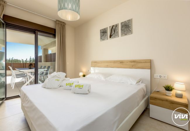 Costa del Sol Mijas Costa holiday apartment Lotus bedroom luxury interior 