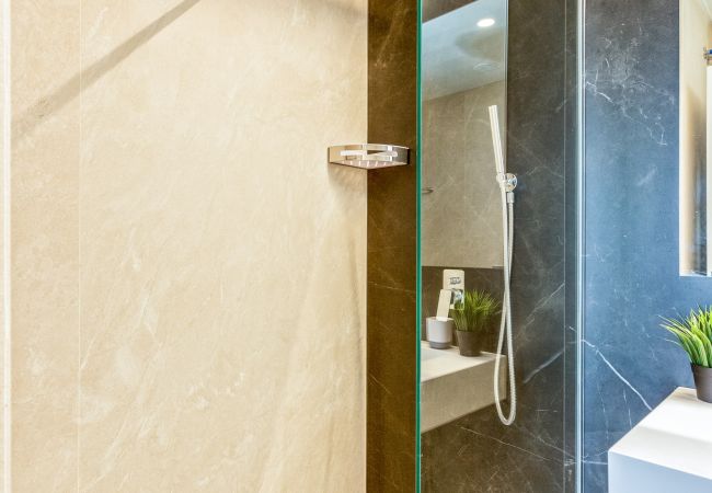 Spain Costa del Sol Torremolinos holiday home Oceana bathroom shower luxury interior 