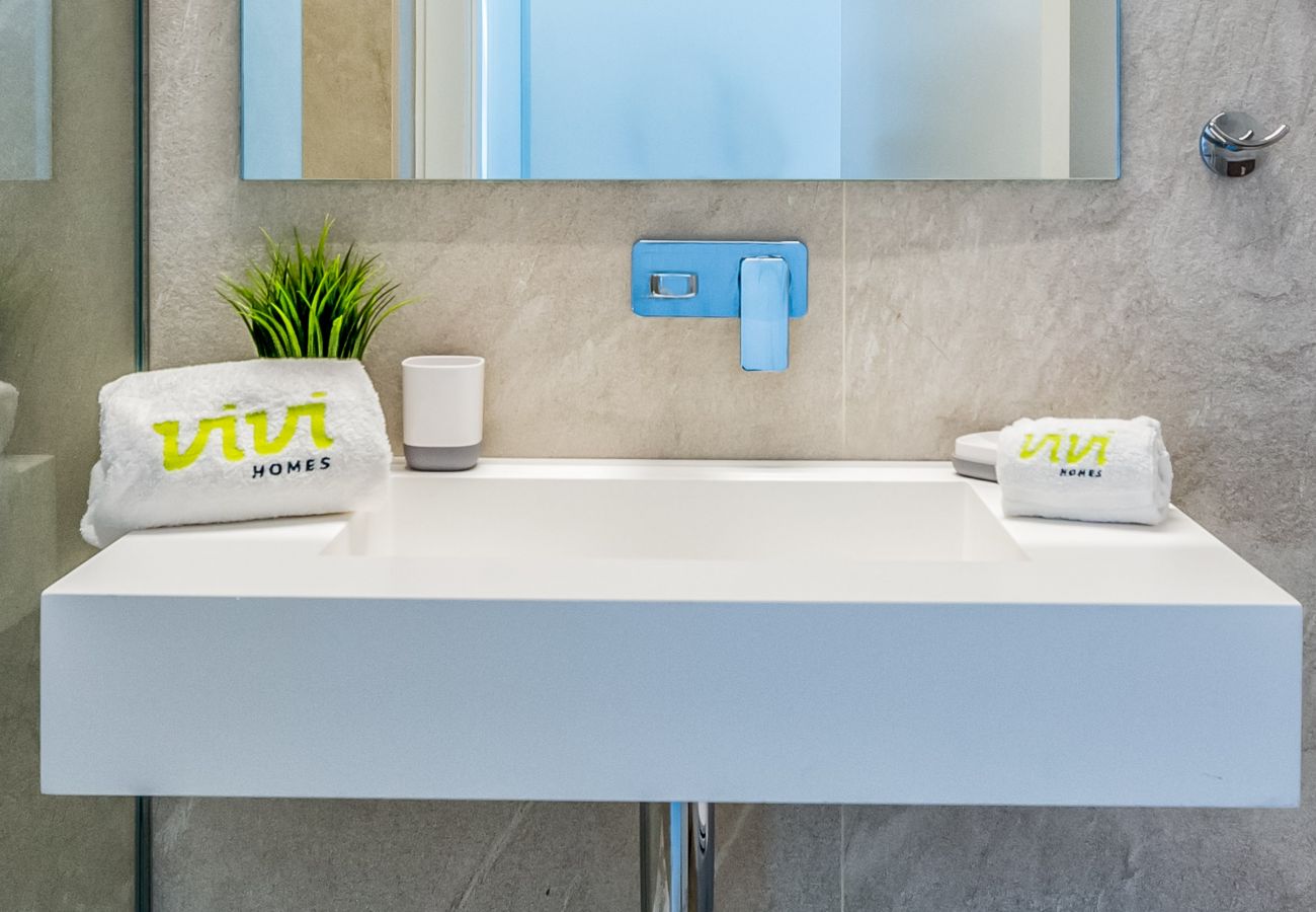 Spain Costa del Sol Torremolinos holiday home Oceana Bathroom sink details luxury interior 