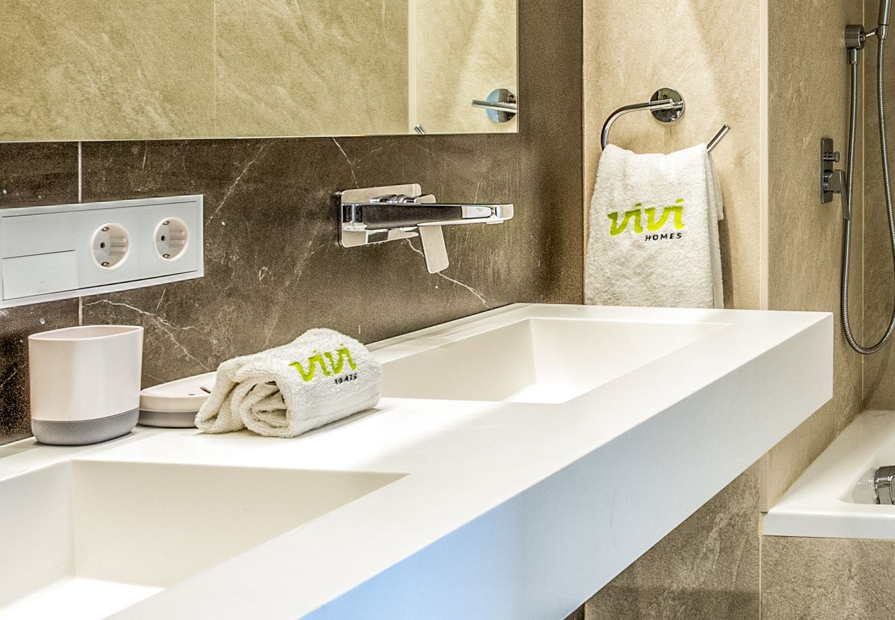 Spain Costa del Sol Torremolinos holiday home Oceana bathroom sink details luxury interior 