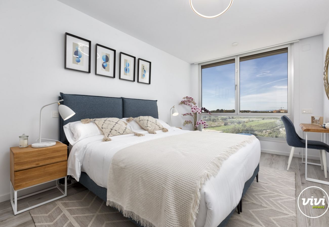 Bedroom with large windows